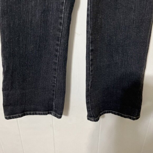 Chicos Platinum Charm Womens Black Jean Bootcut Mid Rise Dark Size 2 Short EUC - Picture 4 of 7